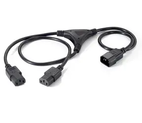 Equip C14 - 2x C13 schwarz / Y-Netzkabel / 1,6 m / 250 V / 10 A