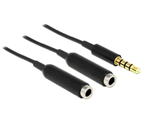 DeLock 3,5-mm-Klinkenstecker (M) - 2x 3,5-mm-Klinkenstecker (F) schwarz / Audiokabel / Splitter für 2 Kopfhörer / 0,25 m