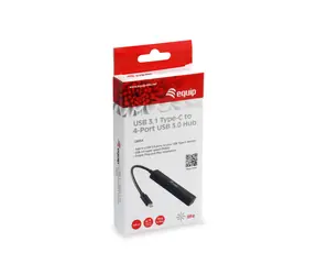 Equip mit einem USB-C-Hub mit 4 Port / Kabelgebundenem USB-Hub / 4× USB-A 3.2 / 5 Gbit/s