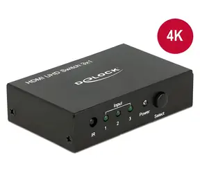 DeLock / HDMI-Umschalter: 3 Eingänge auf 1 Ausgang / 4K Ultra HD / HDCP / Fernbedienung