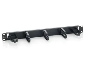 Equip 19" schwarz / Montageplatte / 1 HE / 5x Kunststoffgriffe / Stahl, Kunststoff