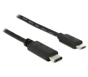DeLock USB-C - Micro-USB B Kabel, schwarz, USB 2.0, 1 m, 480 Mbit/s