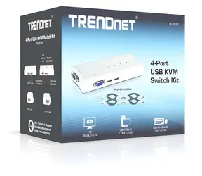 Trendnet KVM-Switch- Kit blau / KVM-Switch / 4- Port / USB / VGA / max. 2048x1536