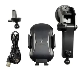 Inter-tech MTH-100 schwarz / Kabelloses Autoladegerät / Qi / 10 W