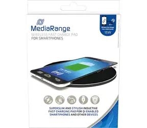 MediaRange MRMA118 schwarz / Kabelloses Ladegerät / 15 W / Qi / USB-C