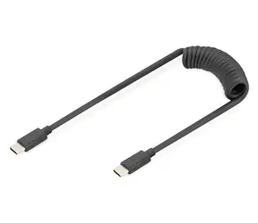 Digitus USB-C - USB-C schwarz / Spiralladekabel / USB PD 60 W / 480 Mbit/s / 1 m