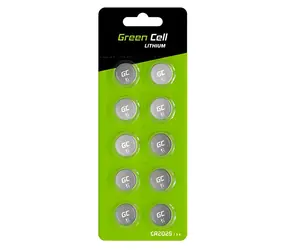 Green Cell CR2025 / Batterie / Lithium / 3 V / 160 mAh / 10 Stück / Blisterverpackung
