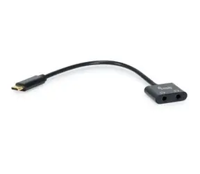 Equip: USB-C (schwarz), Audioadapter, DAC, 2x 3,5-mm-Klinkenbuchse, 0,15 m