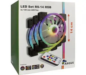 Inter-tech ARGUS RS-14 schwarz / Lüfter / 140 mm / 3 Stück / RGB / 1200 U/min / 22 dB / 4-Pin PWM