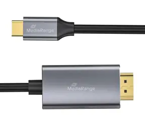MediaRange USB-C - HDMI schwarz, silber / Kabel / 4K 30Hz / 1,8 m / USB 3.2 Gen 1