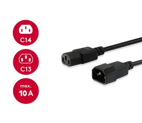Equip C14-C13 schwarz / Stromverlängerungskabel / 3 m / 250 V / 10 A
