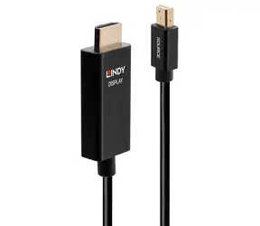 Lindy Mini DisplayPort auf HDMI schwarz / Aktiver Adapter / 1 m / 4K 60Hz / HDR