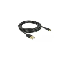 DeLock USB-A (M) - USB-C (M) 3M schwarzes Kabel / USB 2.0 / 480 Mbit/s / max. 3 A