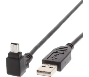 Techly USB-A auf Mini-USB-B 1,8 m schwarzes Kabel / USB 2.0 / abgewinkelter Stecker