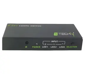 Techly IDATA-HDMI-4K31 schwarz / HDMI-Umschalter / 3 Eingänge - 1 Ausgang / 4K / Fernbedienung