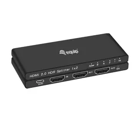 Equip: Schwarz / HDMI-Splitter / 1-2 Anschlüsse / 4K/60Hz / HDCP 2.2 / Aluminiumgehäuse