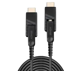 Lindy Glasfaser-Hybrid-Micro-HDMI-/HDMI-Kabel / 50 m / HDMI 2.0 18G / 4K 60Hz / Schwarz