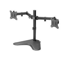 Schwarzer Equip -Tischhalter für zwei Monitore (17-32 Zoll, VESA 75-100 mm, 360° drehbar, Tragkraft 8 kg)