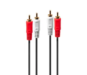 Lindy Audiokabel 2x RCA (M) - 2x RCA (M) 3 m schwarz / Audiokabel / Stereo / vergoldete Stecker