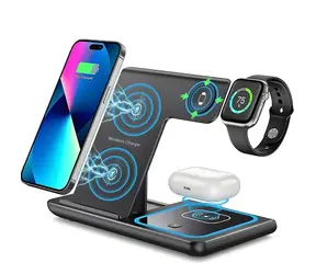 Extralink schwarz / Kabelloses Ladegerät 3-in-1 / Qi / 15 W / Handyhalterung
