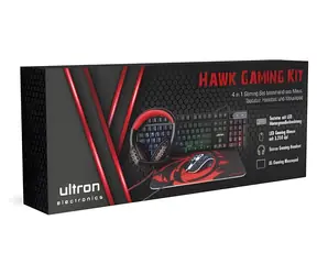 Ultron HAWK Gaming-Set schwarz / Gaming-Set bestehend aus Tastatur, Maus, Kopfhörer und Mauspad / USB / LED-Hintergrundbeleuchtung / QWERTZ