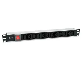 Equip 333318 schwarz / Rack-Steckdosenleiste 19" / 12x IEC C13 / 1 HE / Aluminium / 1,8 m