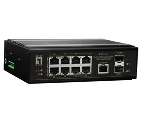 LevelOne IGP-1061 / Industrie-Switch / 8x GE PoE+ / 2x SFP / 360 W PoE / Managed L2 / DIN-Schiene