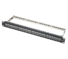 Xtendlan Patchpanel, 24 Ports, schwarz / Patchpanel / Cat6A / geschirmt, STP / abnehmbare Keystone-Verbindung / 19" 1HE