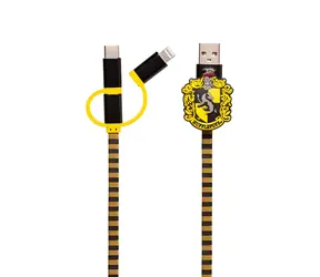 ThumbsUp! Hufflepuff Schwarz, Gelb / Ladekabel 3-in-1 / Lightning / Micro-USB / USB-C / 1 m