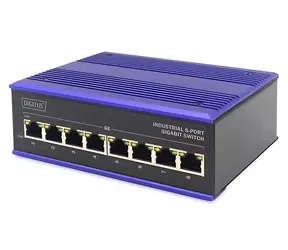 Digitus Switch Ind. blau / Switch / Industriell / 8x Gigabit / Unmanaged / DIN-Schiene