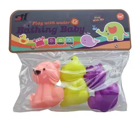 Planschende Badetiere / 3 Stück auf einer Karte / Gummi / 8 cm