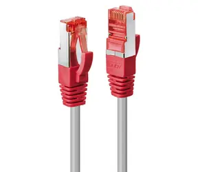 Lindy grau/rot / Patchkabel / Cat6 S/FTP / Crossover / 0,5 m / RJ45-RJ45