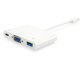 Equip: USB-C weiß / USB-C-Adapter / VGA / USB-A / PD 60W / 0,15 m
