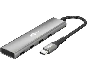 Goobay 76564 grau / USB-Hub / 4 USB-C-Anschlüsse / 5 Gbit/s