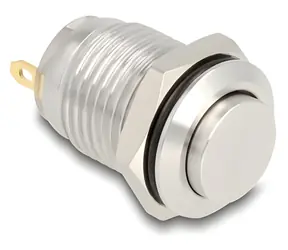 DeLock Drucktaster 12 mm / Drucktasterschalter / IP65 / 230 V / 3 A / 2x Lötkontakt