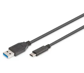 Digitus schwarz / USB-Kabel / USB-C auf USB-A / USB 3.0 / 5 Gbit/s / 3 A / 1 m