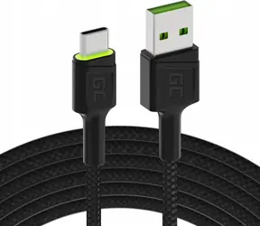 Green Cell GC Ray grün / USB-A-auf-USB-C-Kabel / 2 m / Hintergrundbeleuchtung / Quick Charge 3.0