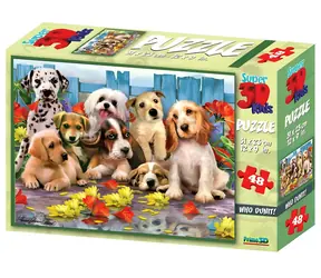 Prime 3D-Puzzle Hunde / 48 Teile / 3D-Effekt / 31 x 23 cm