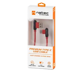 Natec Prati rot / Datenkabel / USB-C auf USB-A / abgewinkelter Stecker / 1 m
