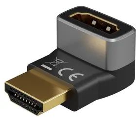 Goobay 72009 schwarz/silber / HDMI-Reduzierung / 90° abgewinkelt / 8K 60 Hz / vergoldete Anschlüsse
