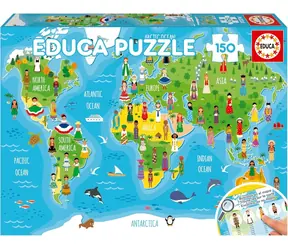 Educa Puzzle-Weltkarte mit Mädchen / 150 Teile / ab 6 Jahren