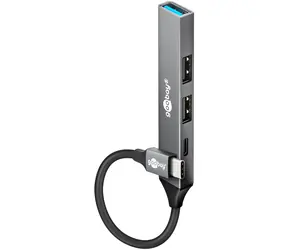 Goobay 74459 hellgrau / USB-Hub / USB-C / 4 Anschlüsse / USB-A / 5 Gbit/s