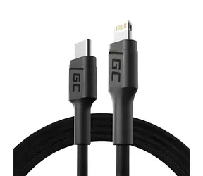 Green Cell Power Stream schwarz / Lade- und Datenkabel Lightning - USB-C / MFi / 1 m