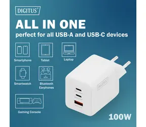 Digitus GaN 100W / Netzteil / 2x USB-C / 1x USB-A