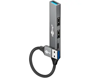 Goobay 74458 hellgrau / USB-Hub / 4 Anschlüsse / USB-C und USB-A / 5 Gbit/s