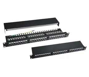 Xtendlan schwarz / Patchpanel / 19" / 24 Ports / Cat6 / geschirmt / Kabelbinder