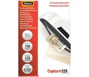 Fellowes 65 x 95 mm / Laminierfolie / 125 µm / glänzend / 100 Stück