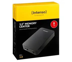 INTENSO Memory Center 8 TB schwarz / Externe Festplatte / 3,5" / USB 3.0 / R: 85 MB/s / Schreiben: 75 MB/s