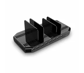 Lindy 120W schwarz/grau / USB-Ladestation / 8x USB-A + 2x USB-C / QC 3.0 / Samsung AFC
