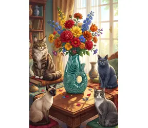 ALIPSON Puzzle Katzen und Blumen / 1000 Teile / 47,8 x 69 cm